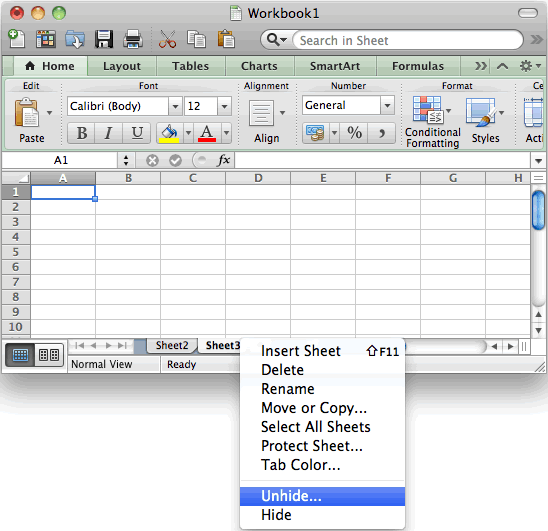 how to unhide multiple rows excel for mac